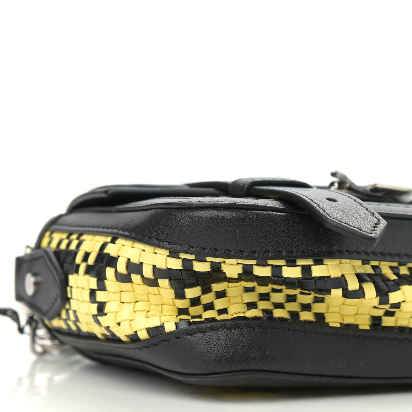 Lambskin Woven Plaid Micro PS1 Satchel Black Butter Toast