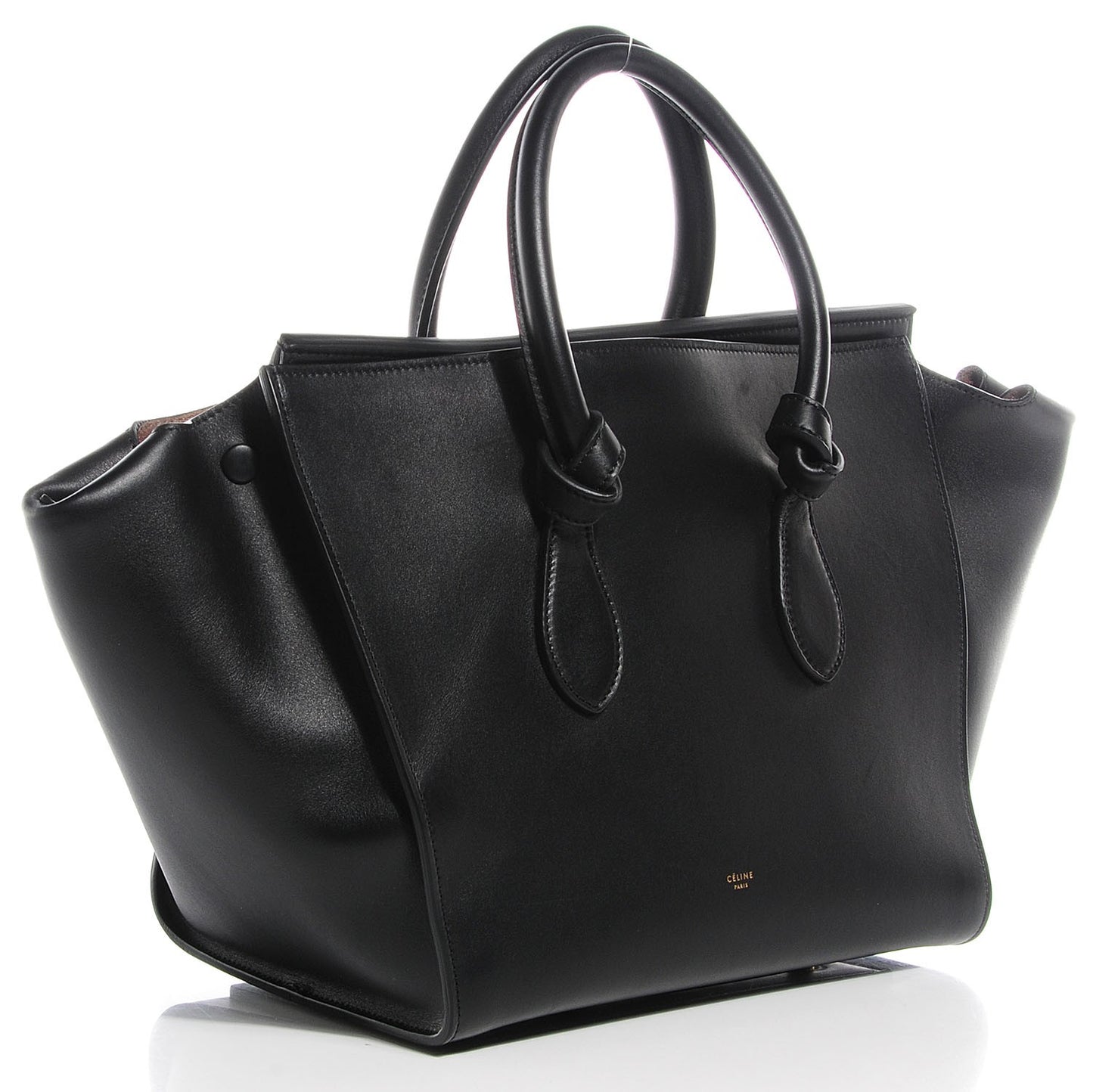 Smooth Calfskin Small Tie Knot Tote Black