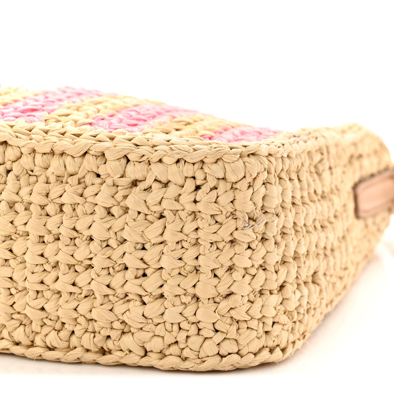 Prada Yarn Raffia Effect Crochet Striped Re-Edition 2005 Shoulder Bag Naturale Petalo 11 of 11