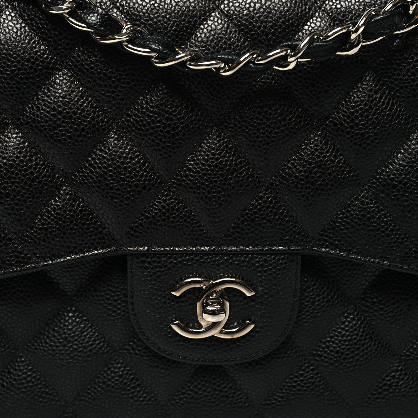 Caviar Quilted Jumbo Double Flap Black
