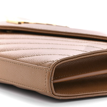 Saint Laurent Grain De Poudre Matelasse Chevron Monogram Chain Wallet Dune 9 of 9