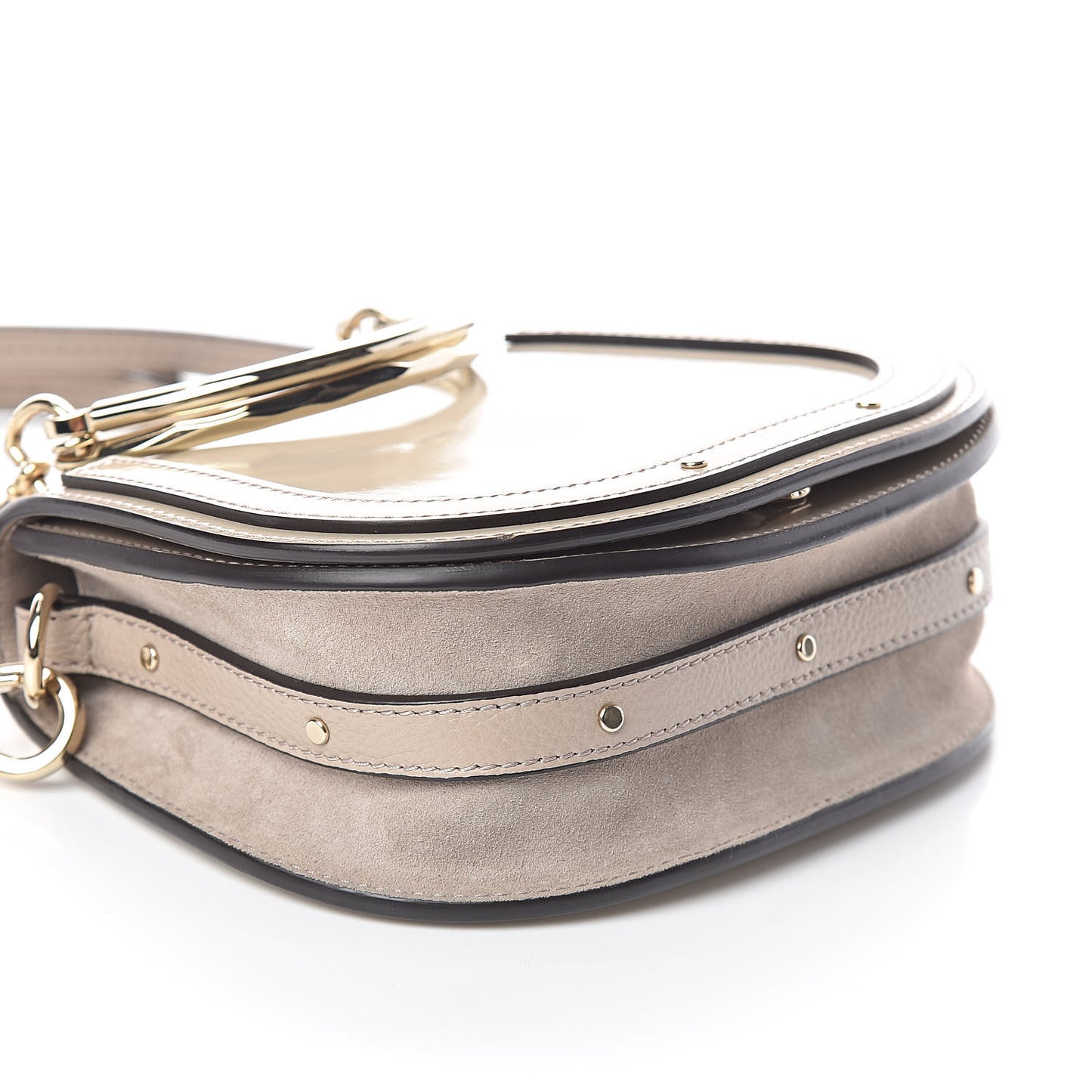 Patent Suede Small Nile Bracelet Bag Off White