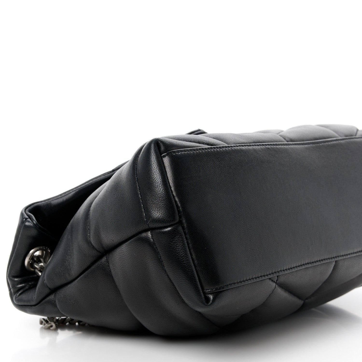 Saint Laurent Lambskin Quilted Small Loulou Puffer Monogram Chain Satchel Black 10 of 11