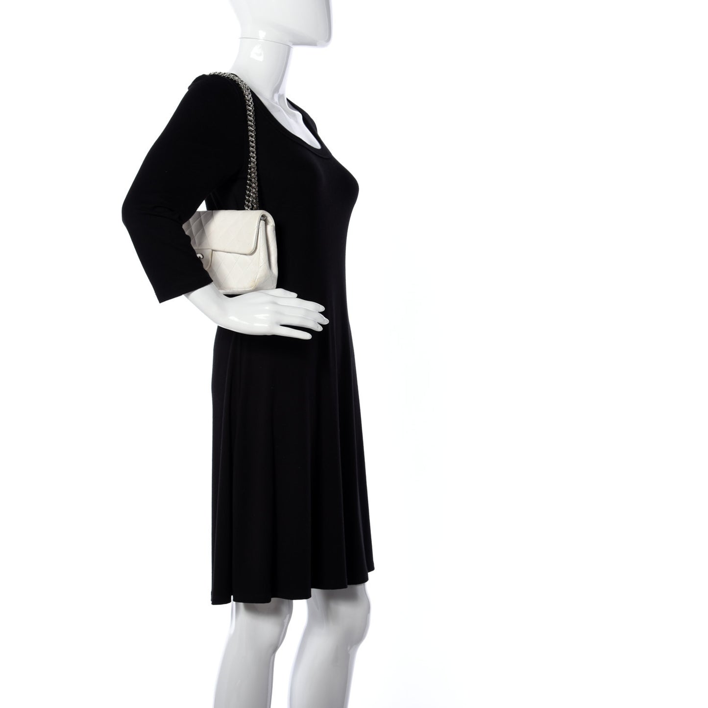 Lambskin Quilted East West Flap Bijoux Chain White