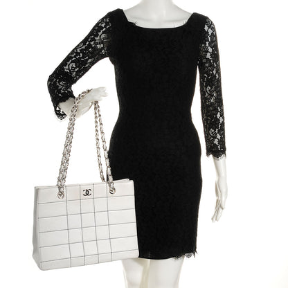 Chanel Lambskin Contrast Stitched Shopping Tote White 2 of 7