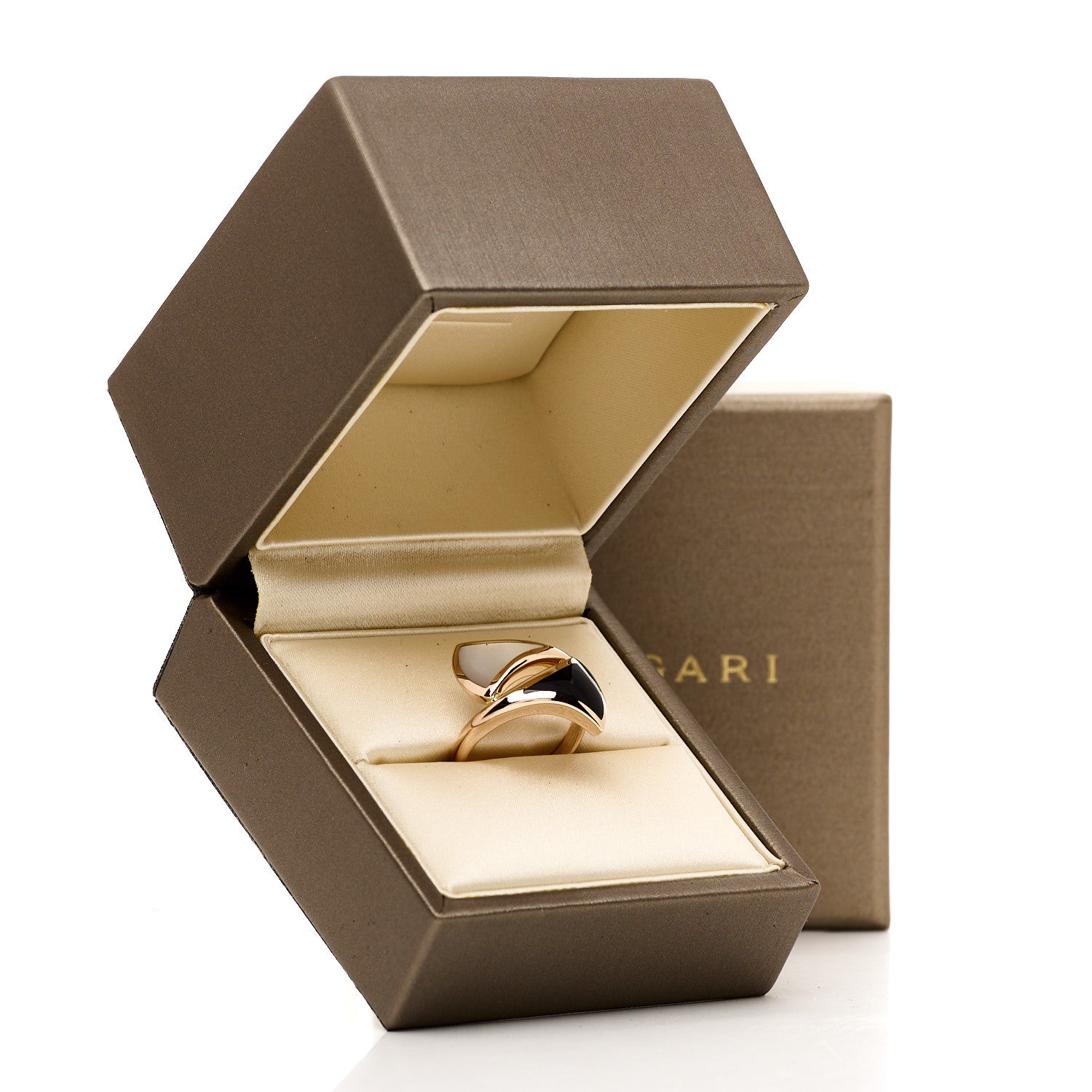 Bulgari 18K Rose Gold Black Onyx Mother of Pearl Divas' Dream Ring 54 6.75 6 of 6