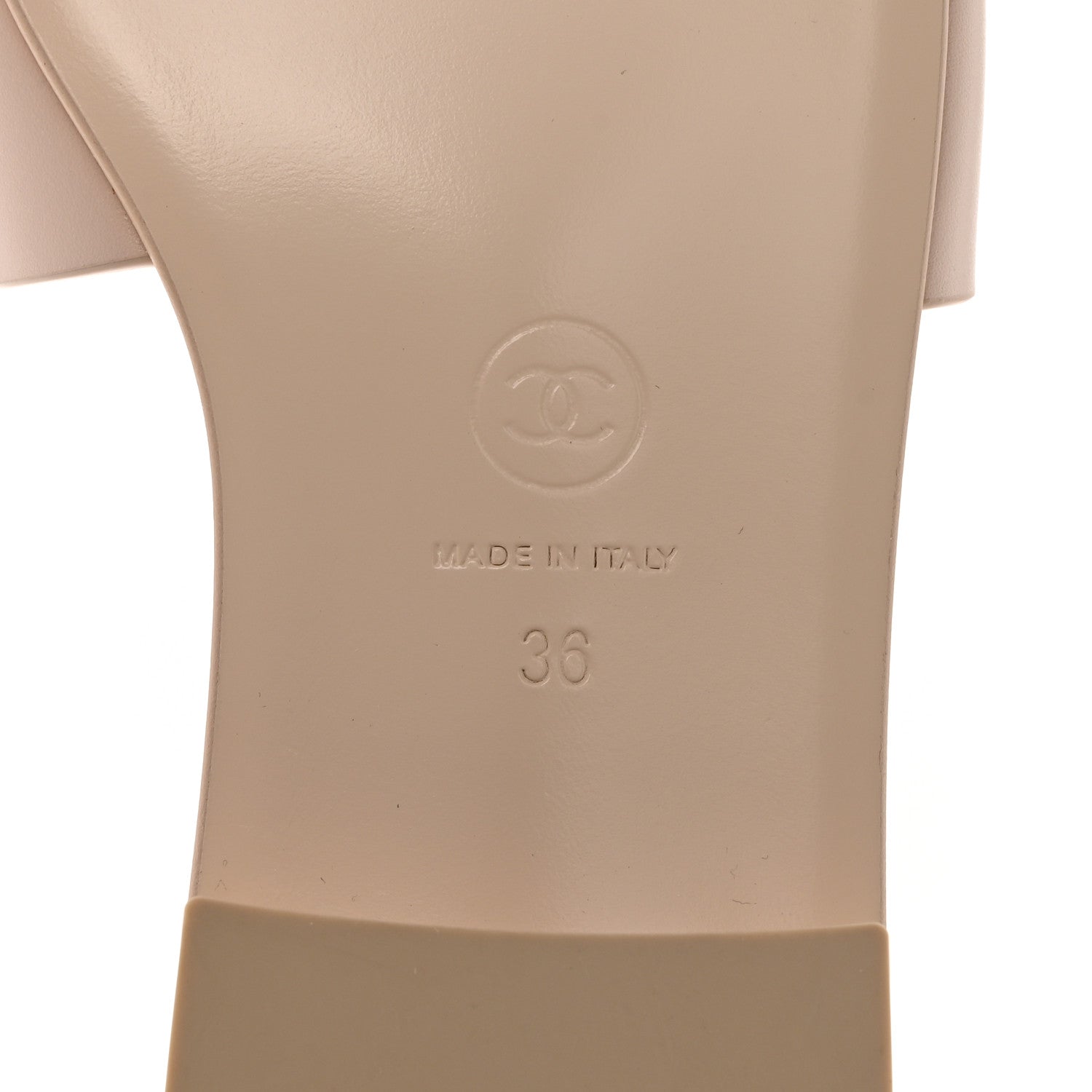 Chanel Calfskin Patent Calfskin Logo Mules 36 Ivory White 8 of 9