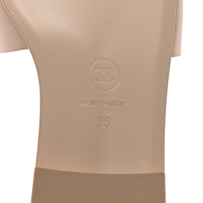 Chanel Calfskin Patent Calfskin Logo Mules 36 Ivory White 8 of 9