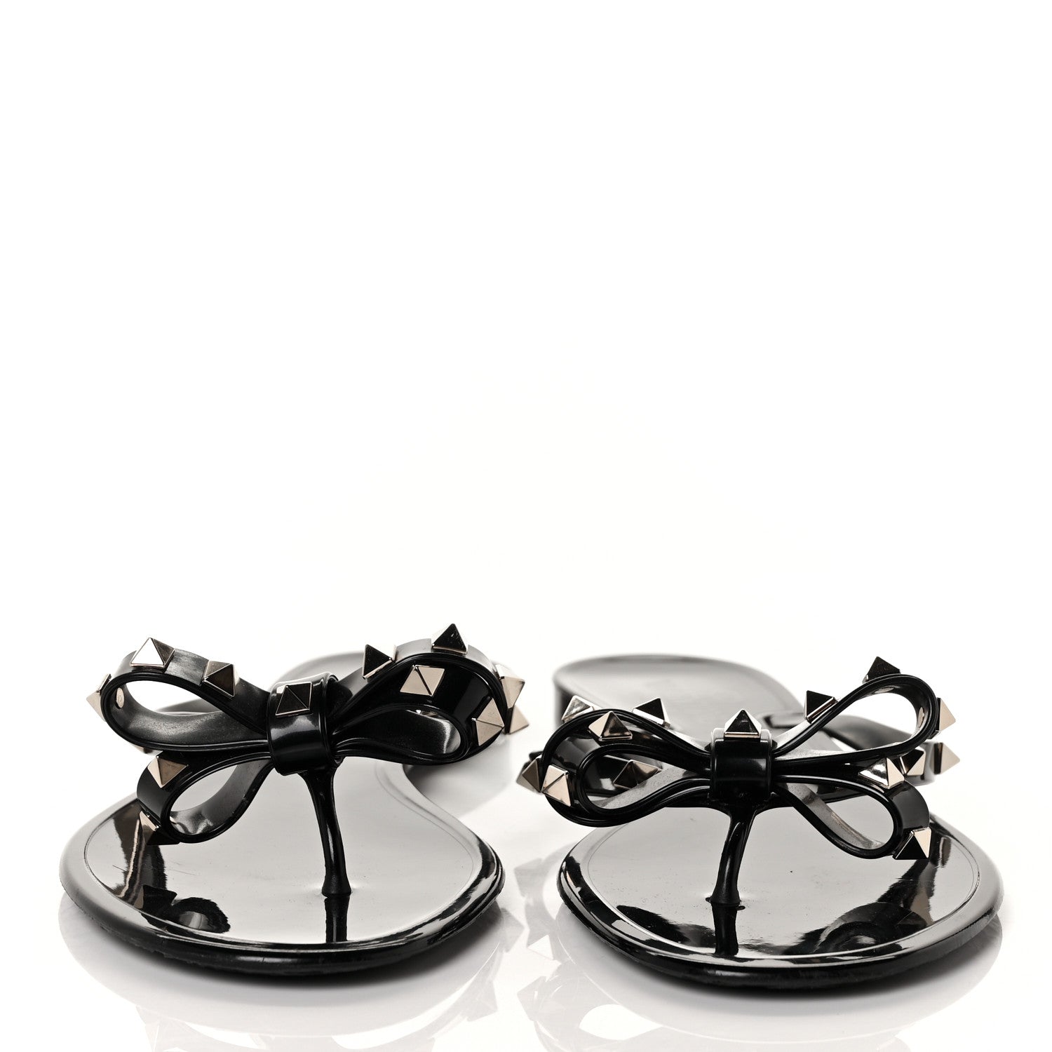Valentino Garavani PVC Jelly Rockstud Bow Thong Sandals 41 Black 2 of 7