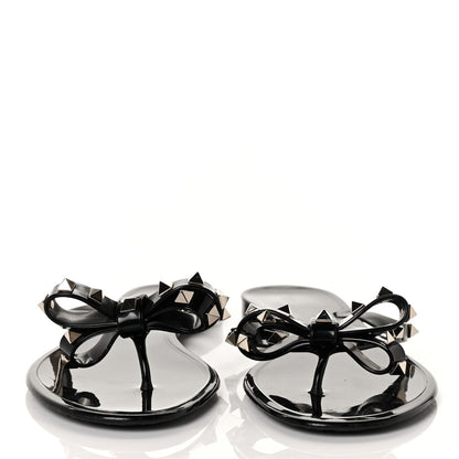 Valentino Garavani PVC Jelly Rockstud Bow Thong Sandals 41 Black 2 of 7