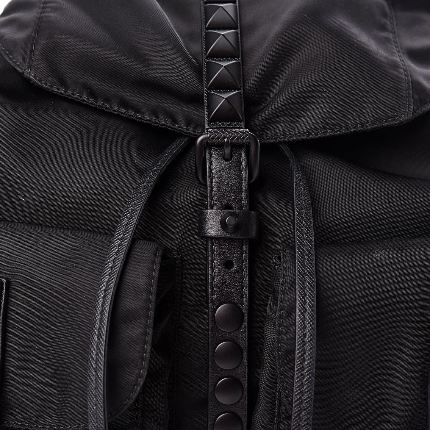Nylon New Vela Monochrome Studded Backpack Black