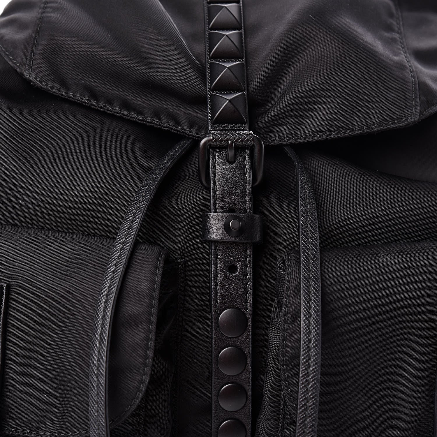 Prada Nylon New Vela Monochrome Studded Backpack Black 7 of 10