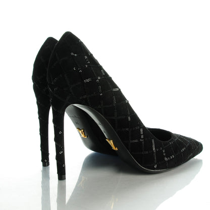 Louis Vuitton Suede Sequin Afterglow Pumps 38 Black 4 of 9