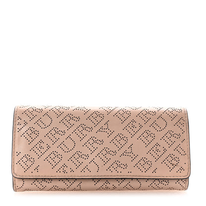 Burberry Calfskin Perforated Halton Wallet Pale Fawn Pink 1 of 7