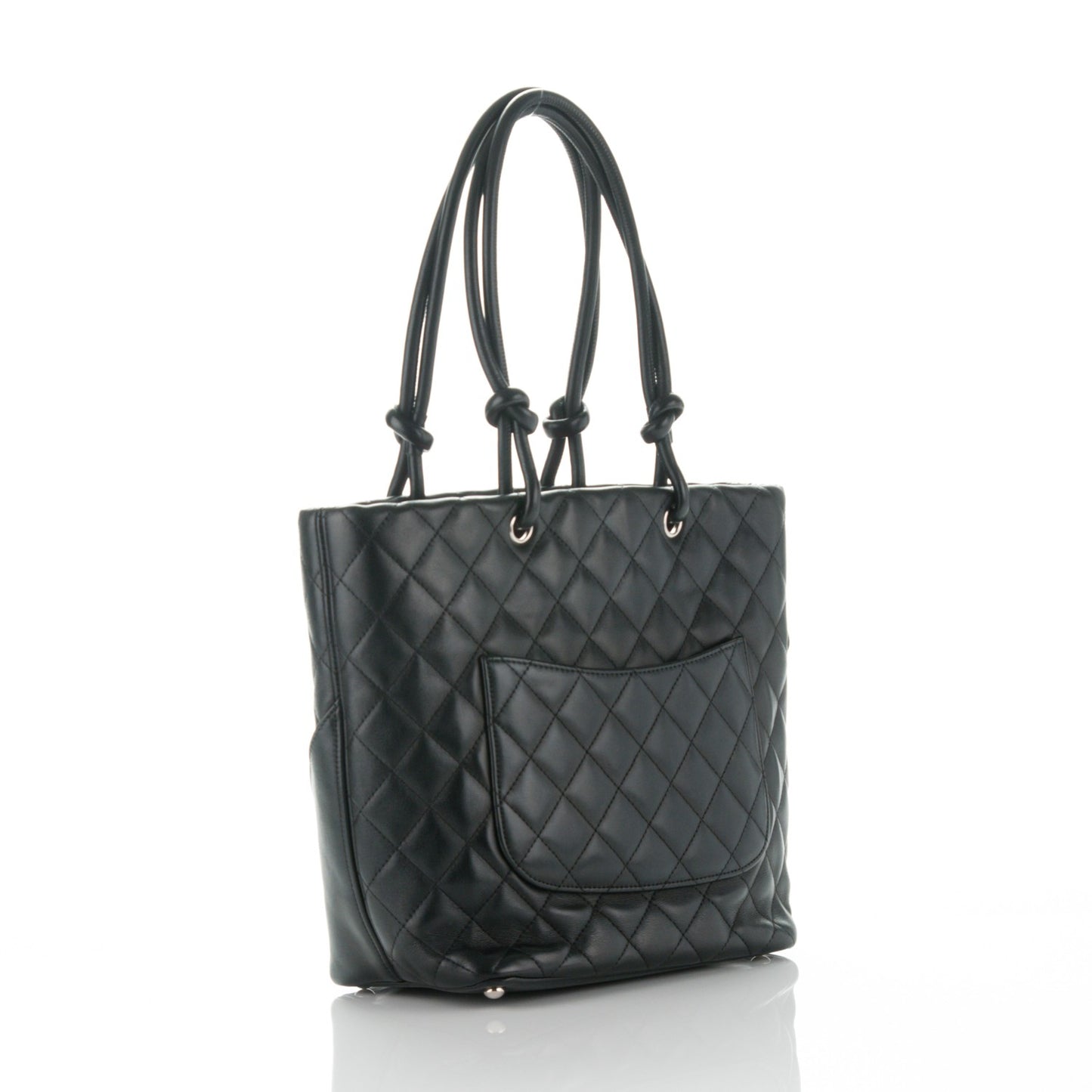 Calfskin Quilted Medium Cambon Tote Black White