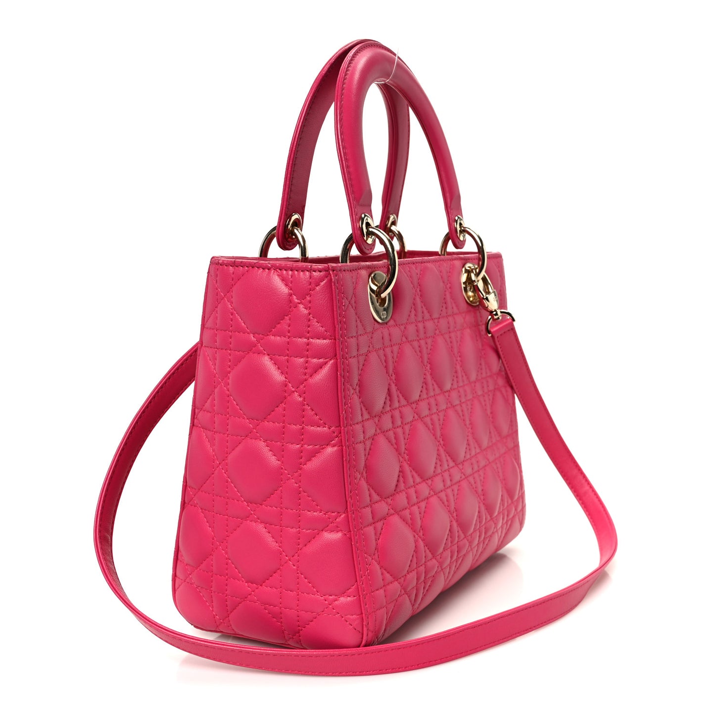 Lambskin Cannage Medium Lady Dior Fuchsia