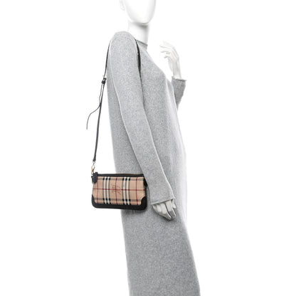 Burberry Haymarket Check Small Peyton Crossbody Clutch Bag Chocolate 2 of 12