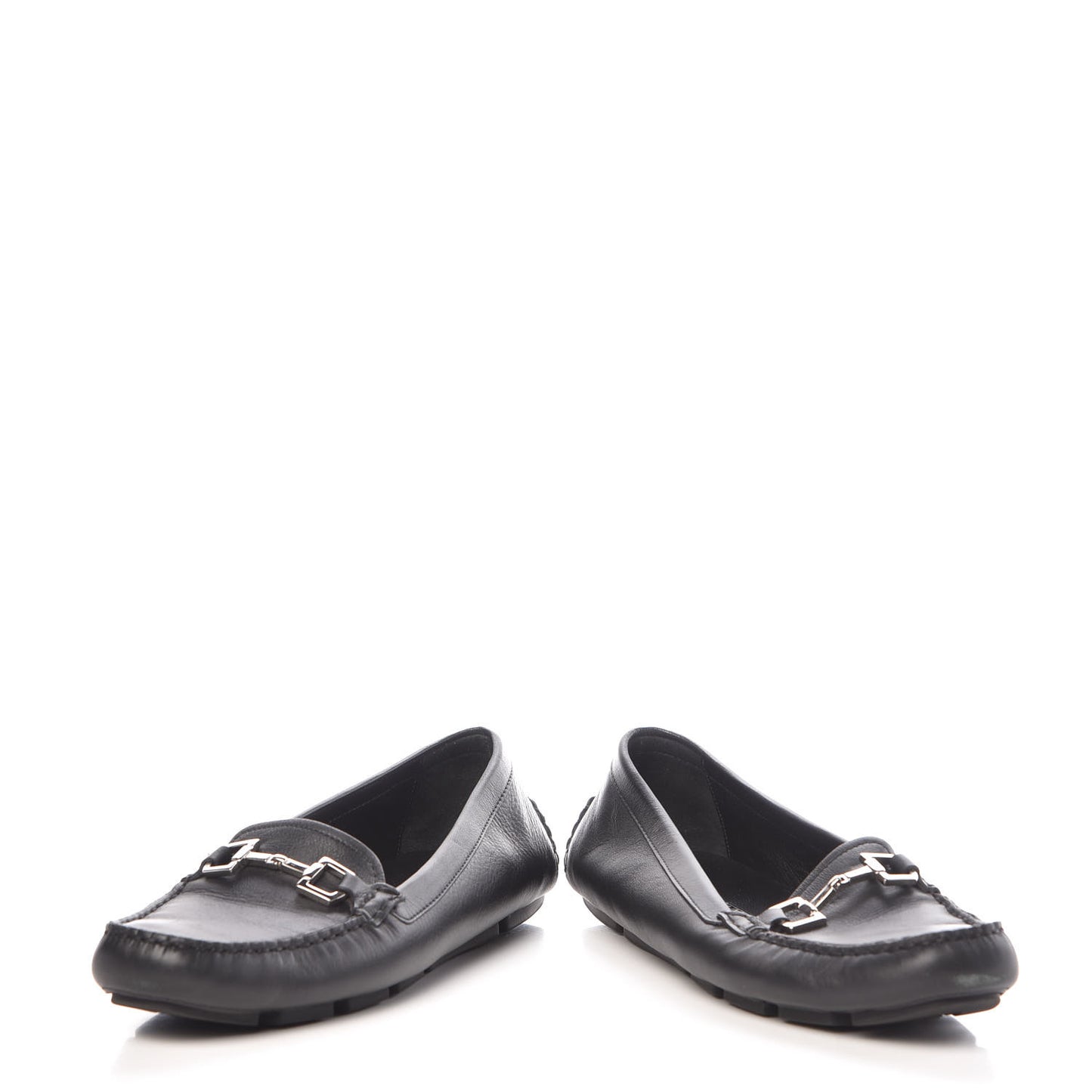 Calfskin Womens Driver Loafers 38 Black