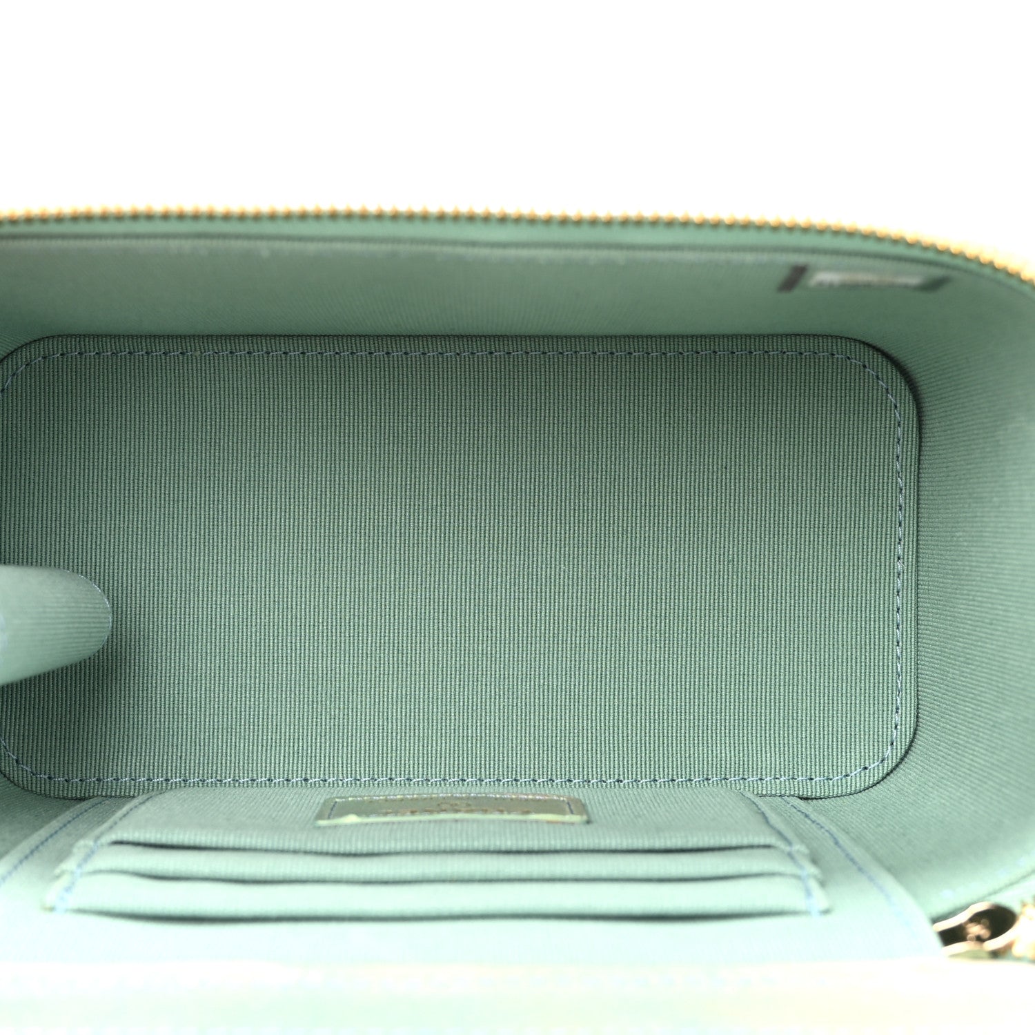 Chanel Lambskin Quilted Ombre Small Top Handle Vanity Case With Chain Blue Green 5 of 11