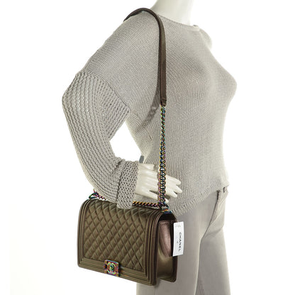 Chanel Iridescent Goatskin Quilted Large Boy Flap Bronze 2 of 8