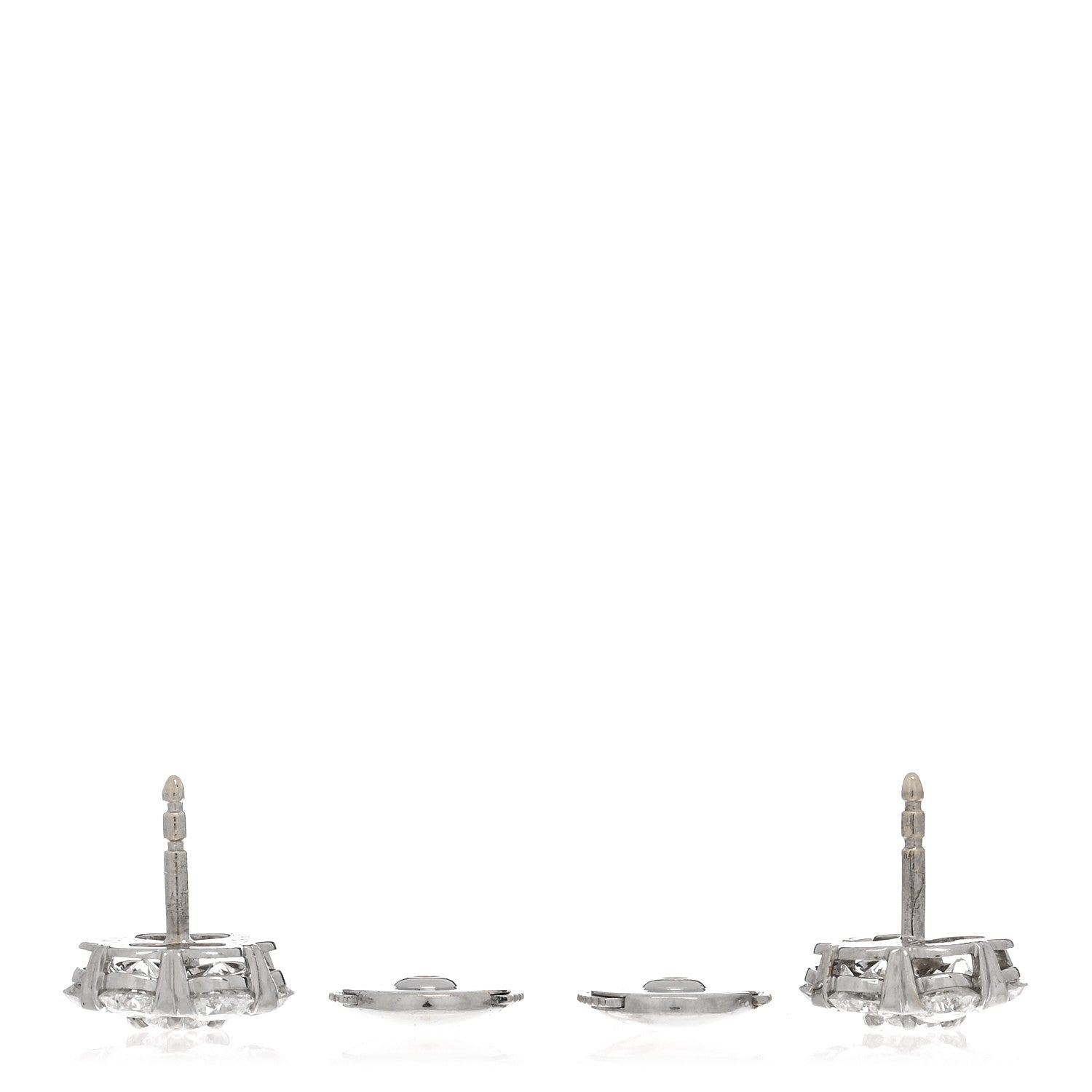 Van Cleef & Arpels 18K White Gold Diamond Large Fleurette Earrings 3 of 4