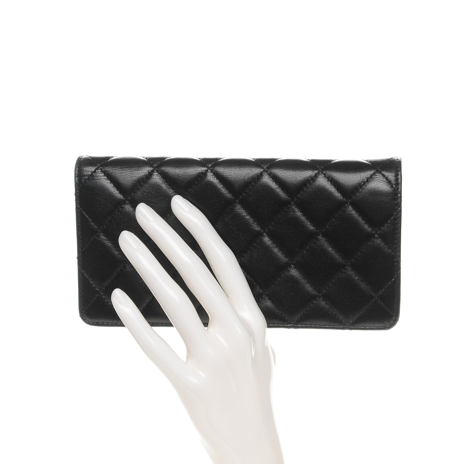 Chanel Lambskin Quilted Yen Wallet Black 2 of 9