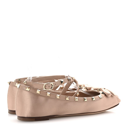 Valentino Garavani Satin Nappa Rockstud Ballerina Flats 40 Rose Cannelle 5 of 10