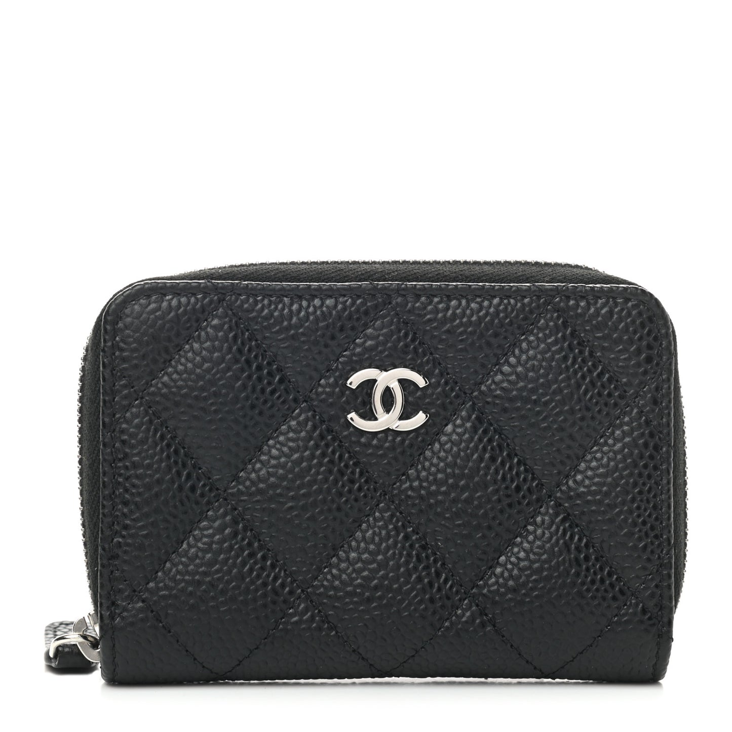 Caviar Quilted Zip Coin Purse Black