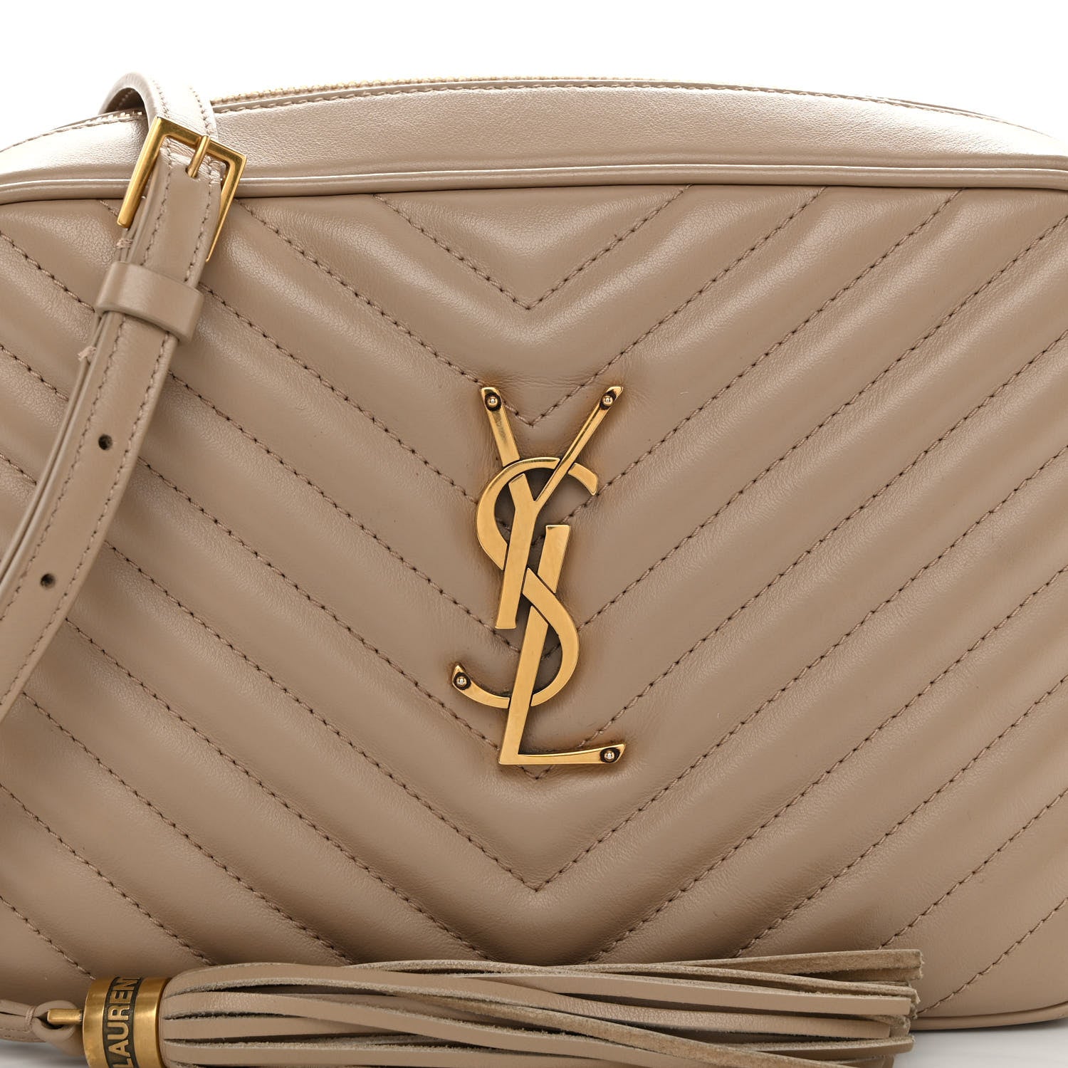 Saint Laurent Calfskin Matelasse Monogram Lou Camera Bag Dark Latte 7 of 13