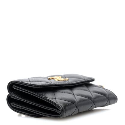 Chanel Lambskin Quilted Card Holder with Chain Black 4 of 10