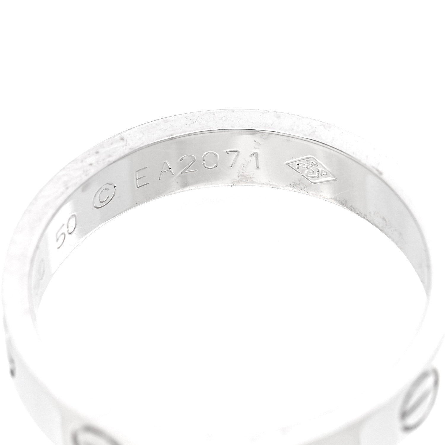 Cartier 18K White Gold 3.5mm LOVE Wedding Band Ring 50 5.25 6 of 6