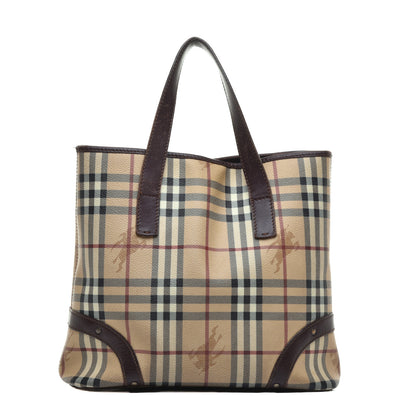 Burberry Haymarket Check Studded Tote Chocolate 1 of 11