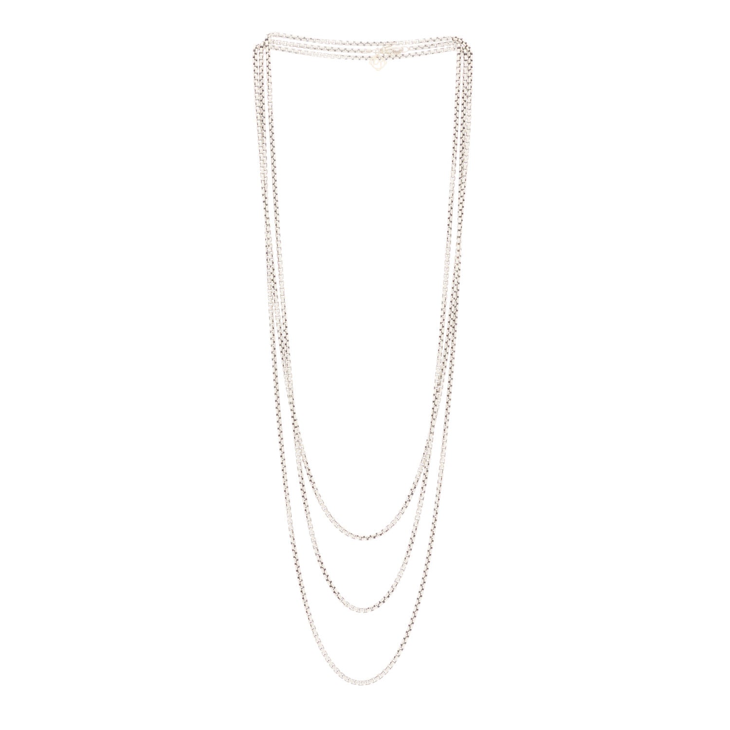 David Yurman Sterling Silver 14K White Gold 2.7mm Box Chain Necklace 72" 2 of 4