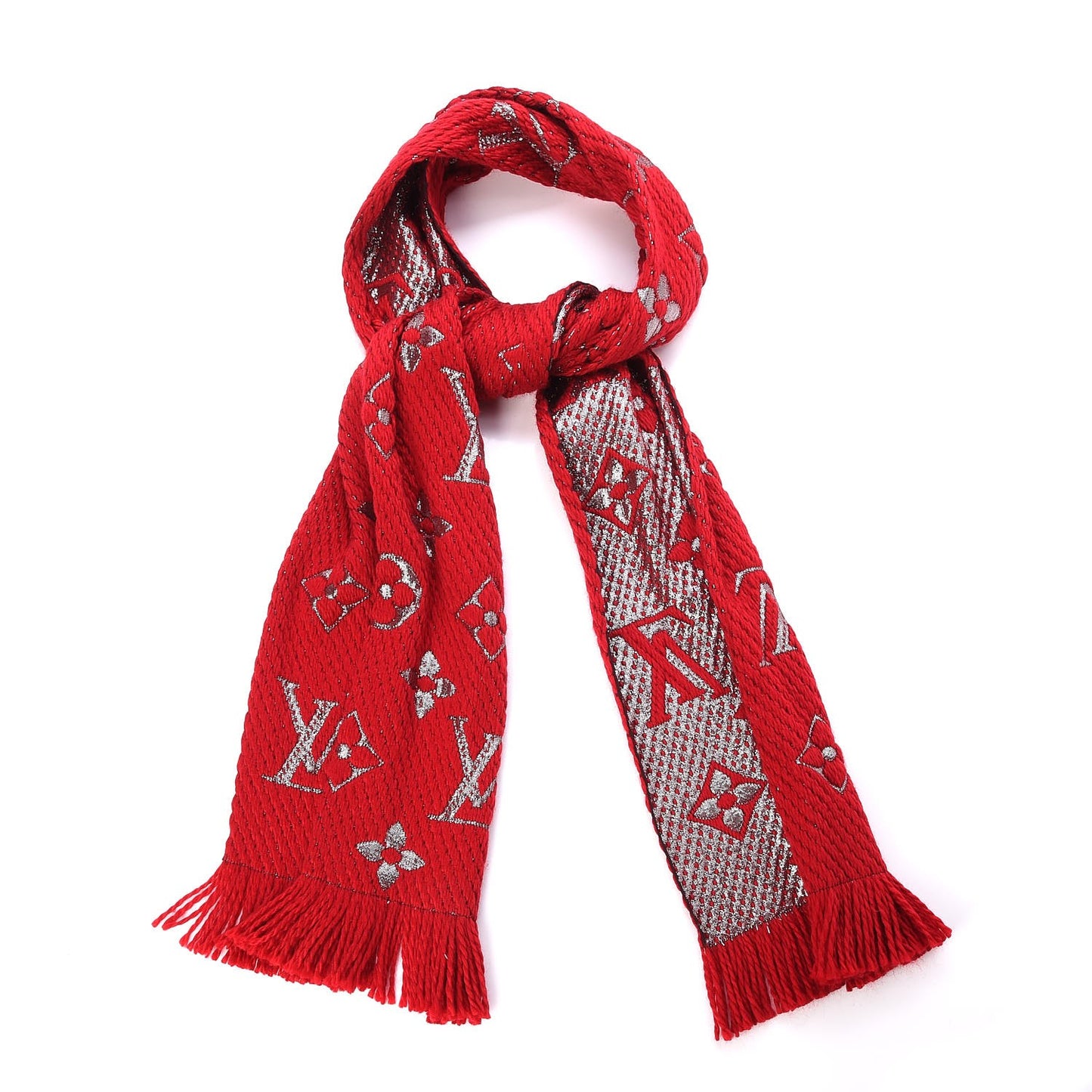 Wool Silk Logomania Shine Scarf Rubis