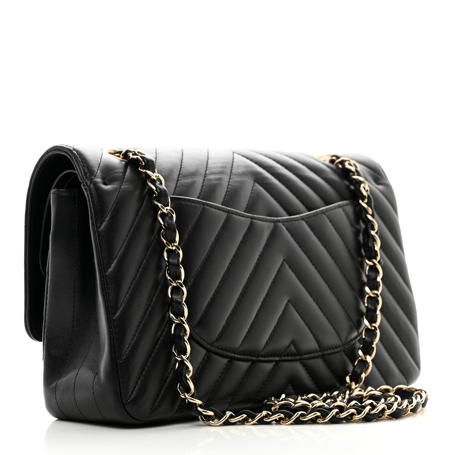 Chanel Lambskin Chevron Quilted Medium Double Flap Black 3 of 11