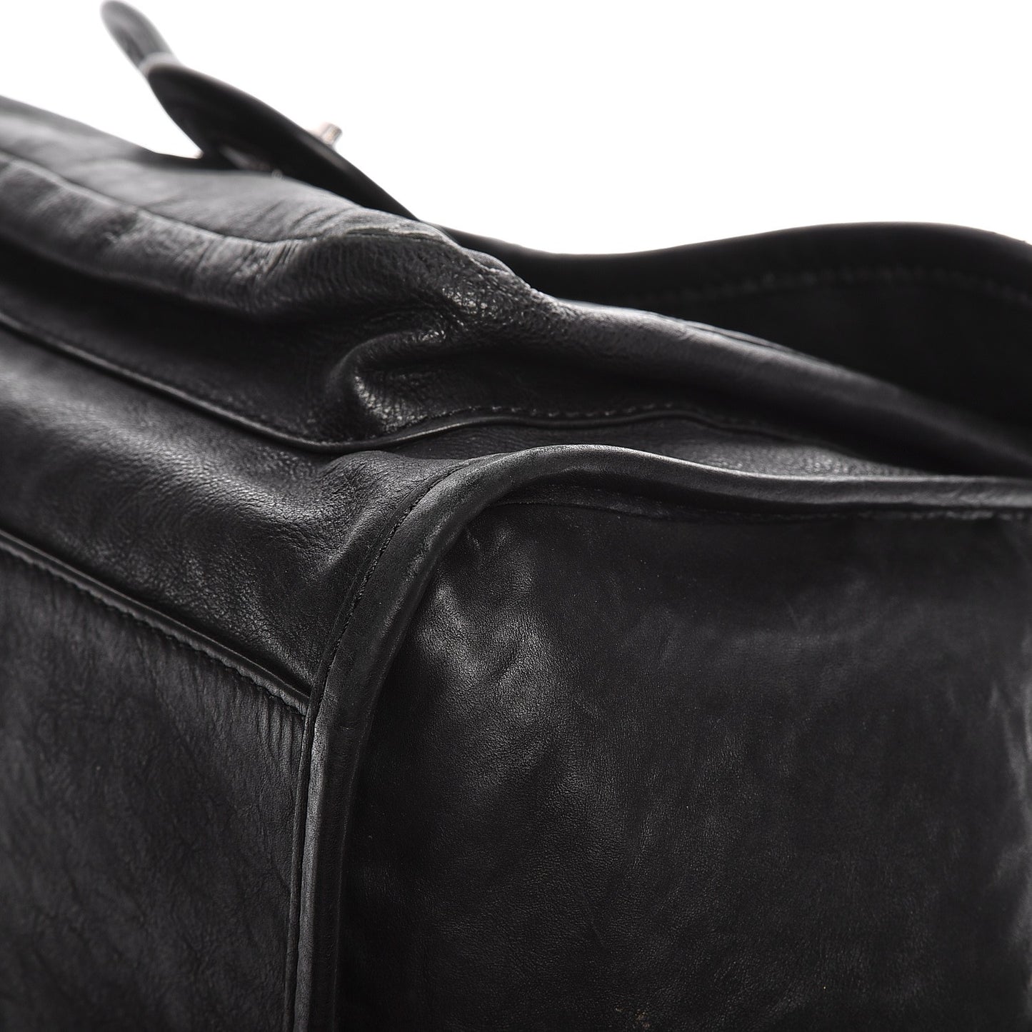 Calfskin Quilted Large Natural Beauty Flap Black