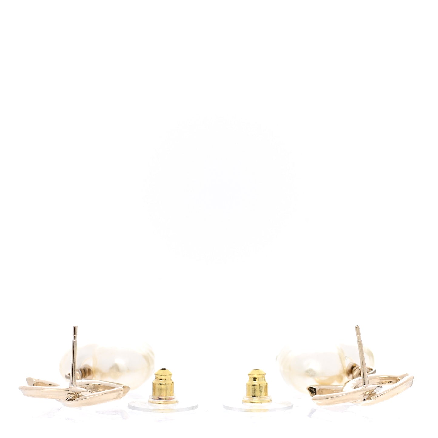 Pearl CC Heart Drop Earrings Gold