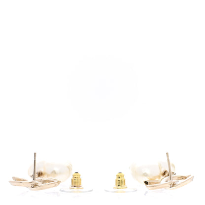 Chanel Pearl CC Heart Drop Earrings Gold 3 of 5