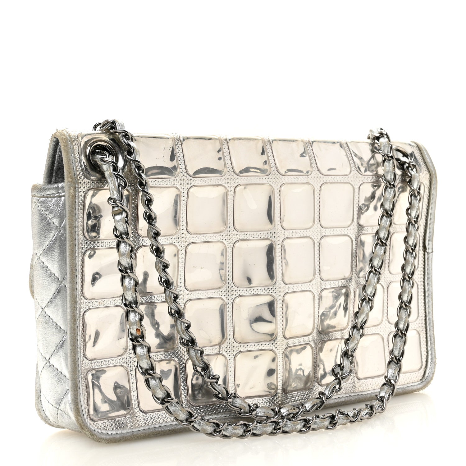 Chanel Vinyl Large Ice Cube Flap Silver 1935617 – FASHIONPHILE