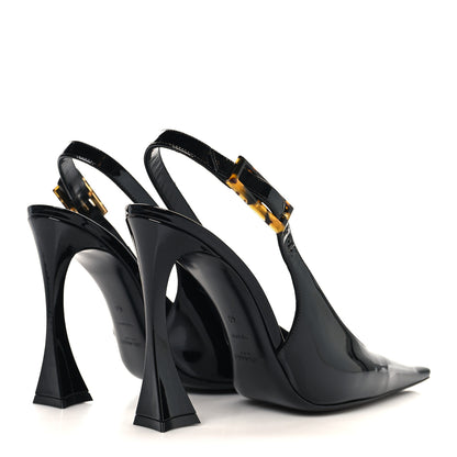 Saint Laurent Vernice Gloss Dune 110 Slingback Pumps 40 Black 5 of 11