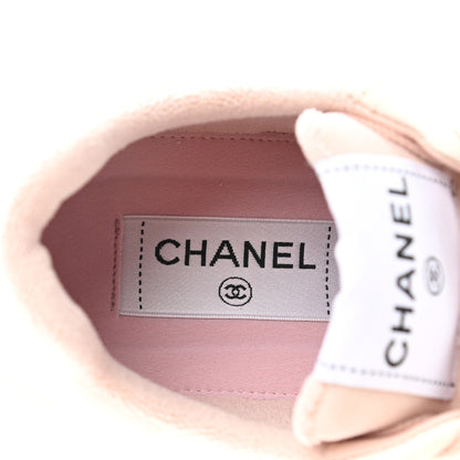 Chanel Grained Calfskin Fabric Womens Logo Sneakers 36 White Light Pink 6 of 8