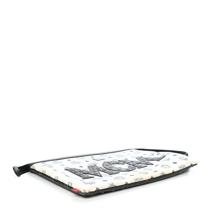 MCM X Ekocycle Visetos Wristlet Pouch White Black 4 of 9