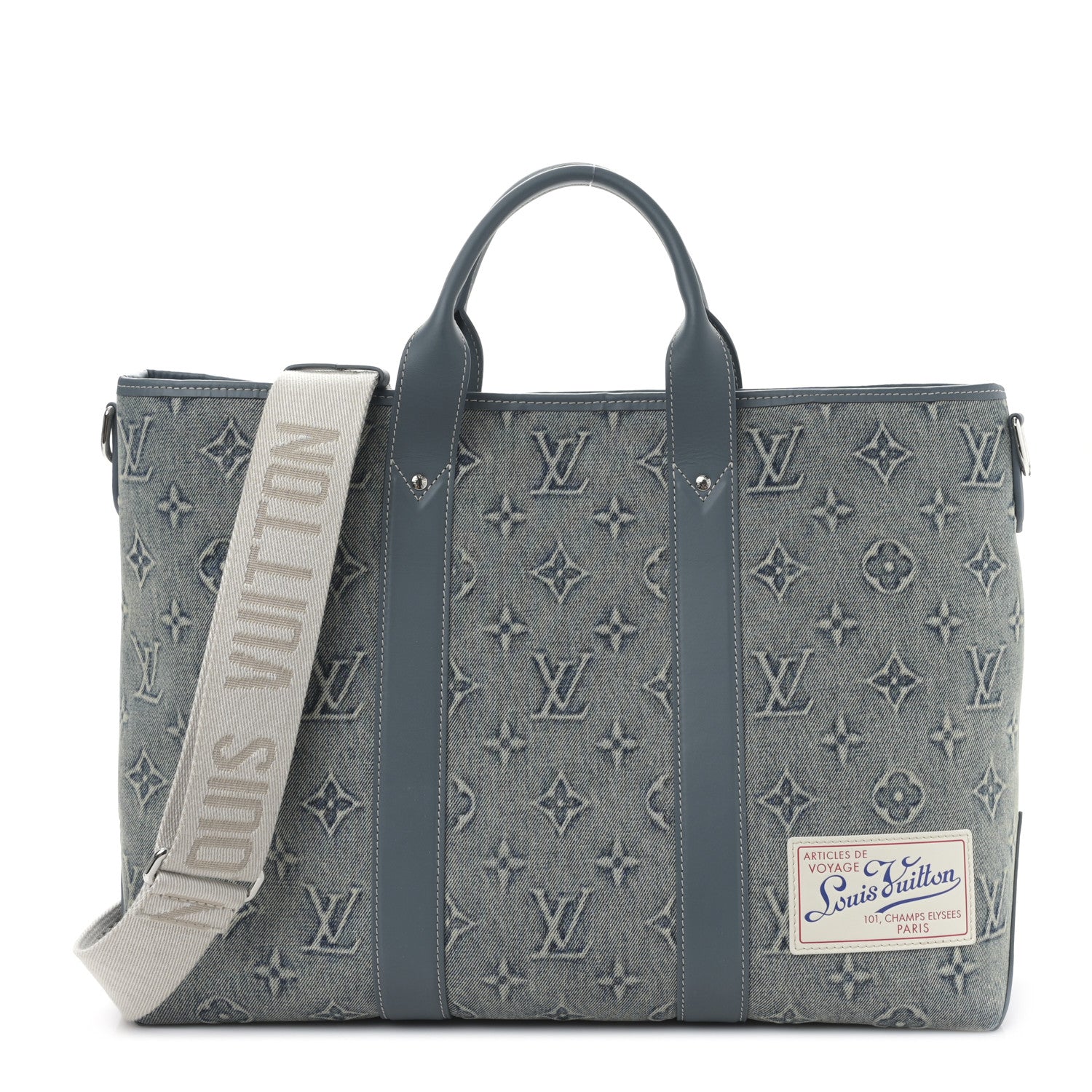 Louis Vuitton Monogram Washed Denim Weekend Tote NM Blue 1435612