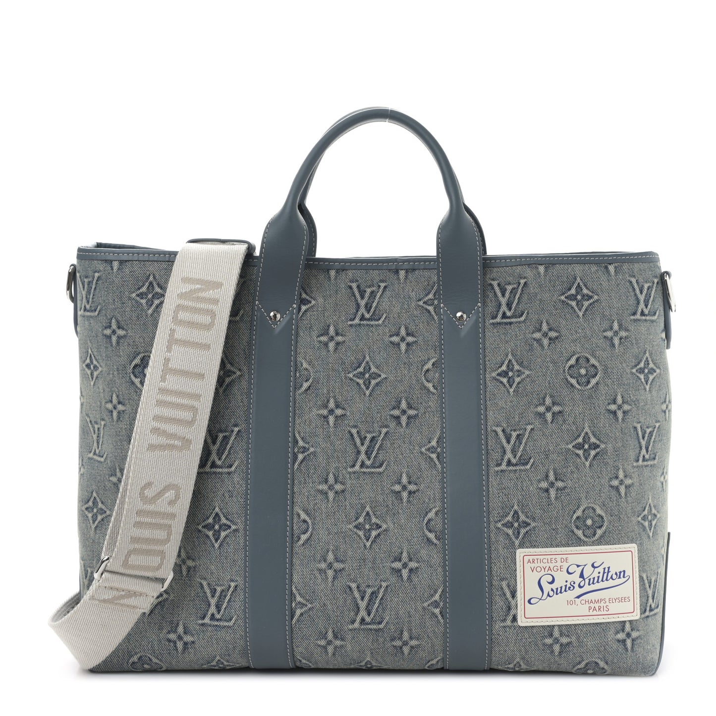 Monogram Washed Denim Weekend Tote NM Blue