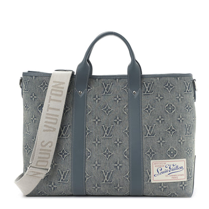 Louis Vuitton Monogram Washed Denim Weekend Tote NM Blue 1 of 8