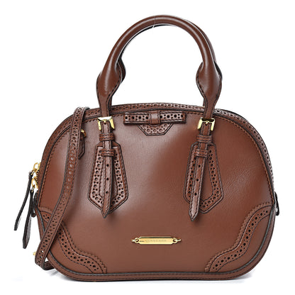 Burberry Bridle Calfskin Broguing Small Orchard Bowling Bag Dark Tan 1 of 13