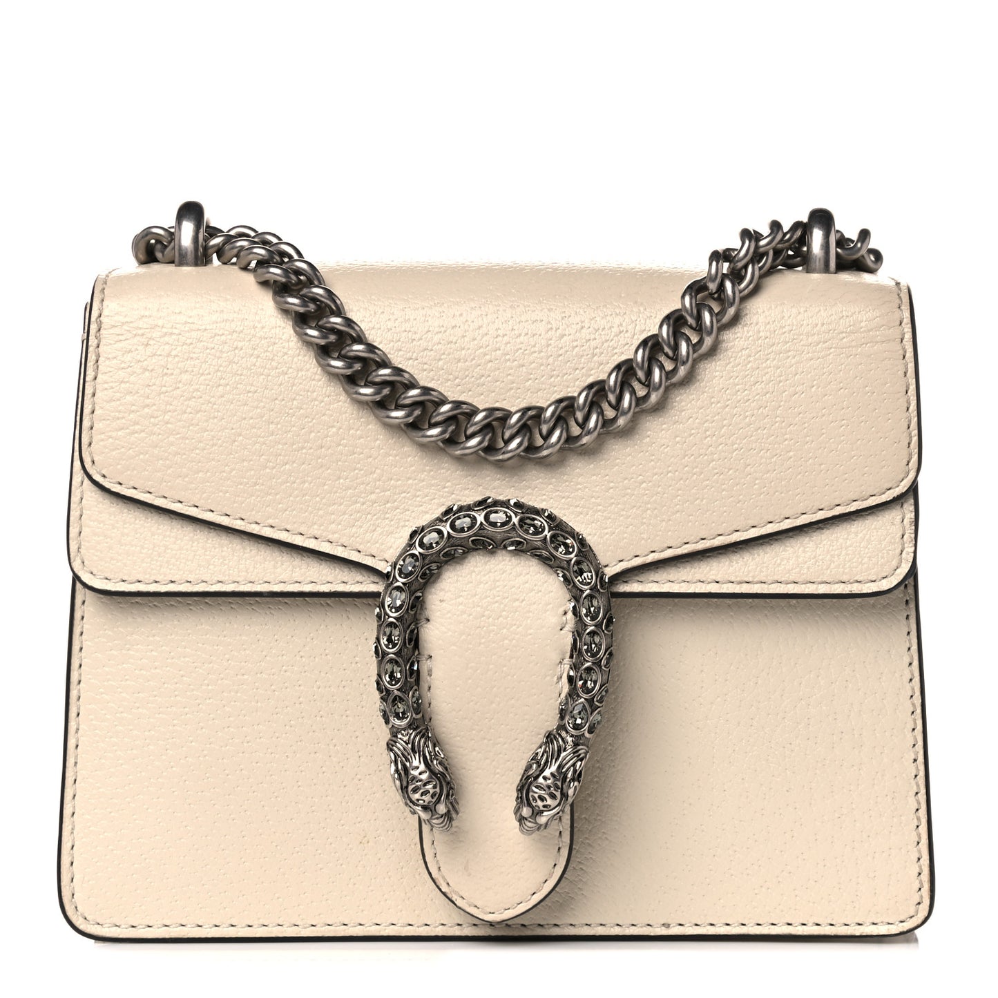Textured Calfskin Crystal Mini Dionysus Shoulder Bag Mystic White