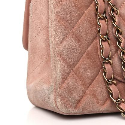 Chanel Suede Quilted Medium Double Flap Light Pink 11 of 14
