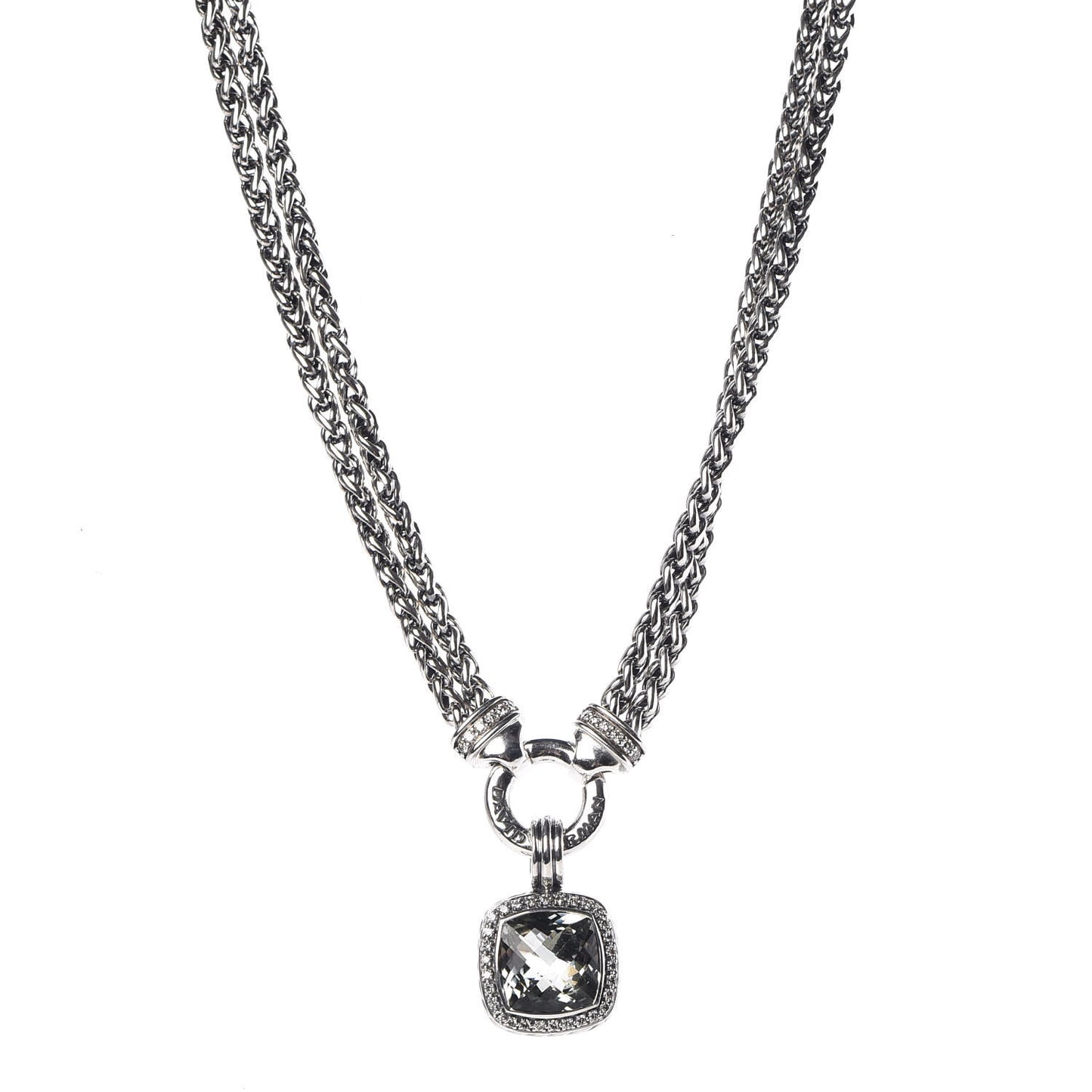 Sterling Silver Diamond Prasiolite 16mm Moonlight Ice Albion Wheat Chain Pendant Necklace
