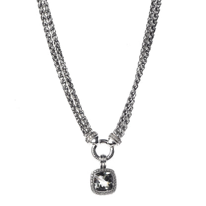 David Yurman Sterling Silver Diamond Prasiolite 16mm Moonlight Ice Albion Wheat Chain Pendant Necklace 1 of 6